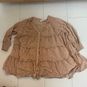 Storia Floral Tiered Blouse in mustard Brown L